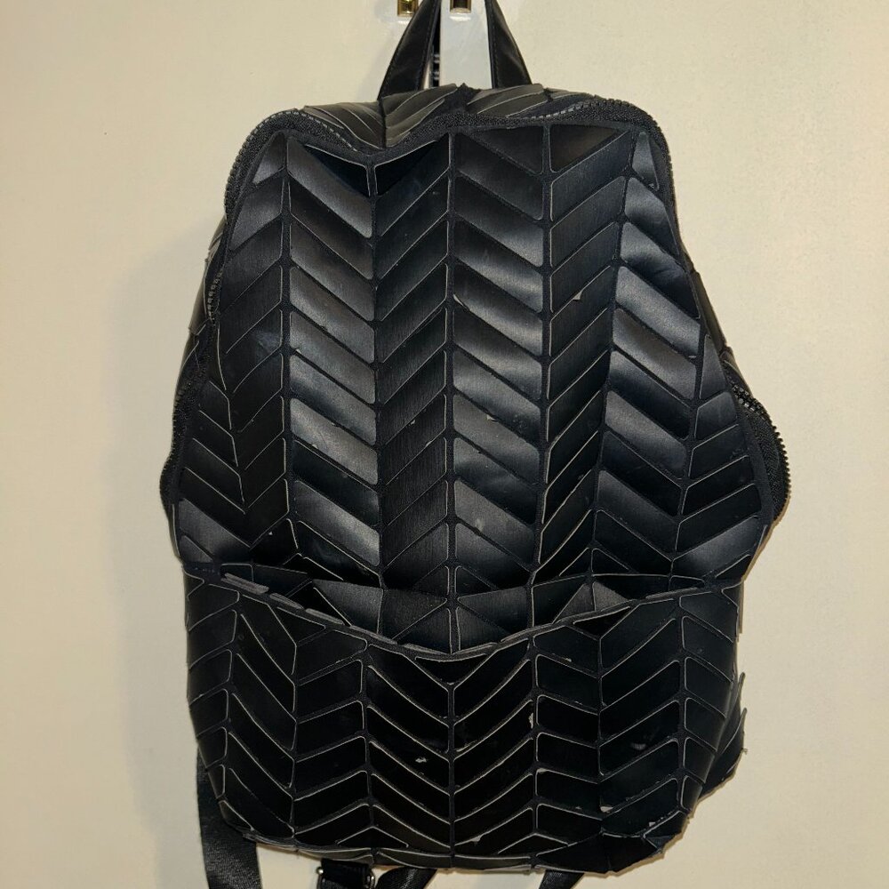 Black Faux Leather Backpack